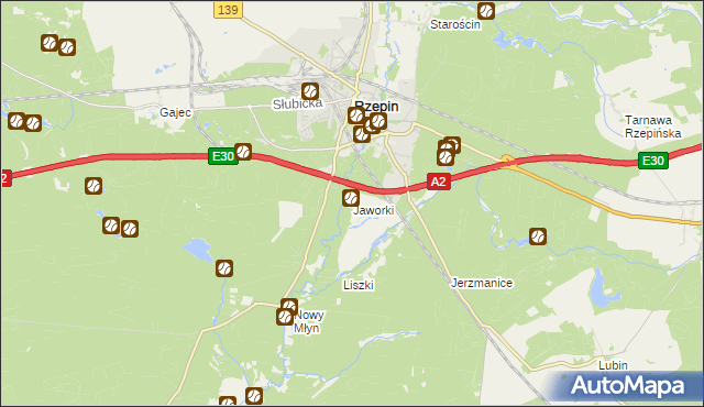 mapa Jaworki gmina Rzepin, Jaworki gmina Rzepin na mapie Targeo