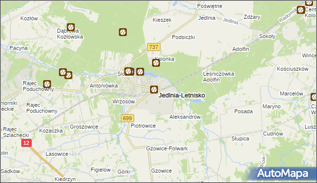 mapa Jedlnia-Letnisko, Jedlnia-Letnisko na mapie Targeo