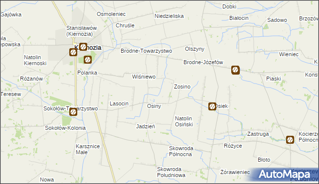 mapa Jerzewo gmina Kiernozia, Jerzewo gmina Kiernozia na mapie Targeo