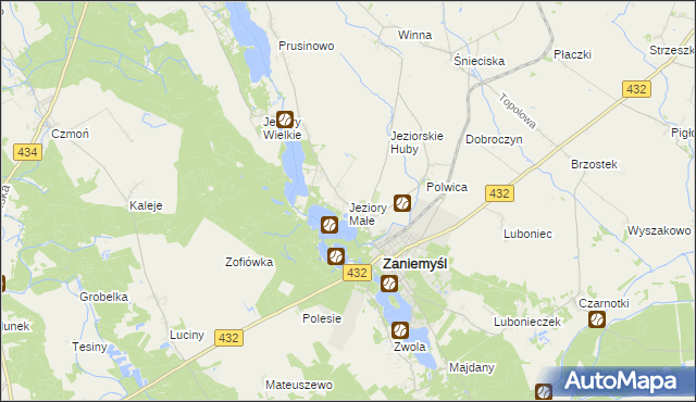 mapa Jeziory Małe, Jeziory Małe na mapie Targeo