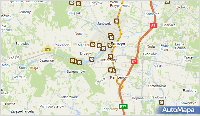mapa Jeziorzany gmina Tarczyn, Jeziorzany gmina Tarczyn na mapie Targeo