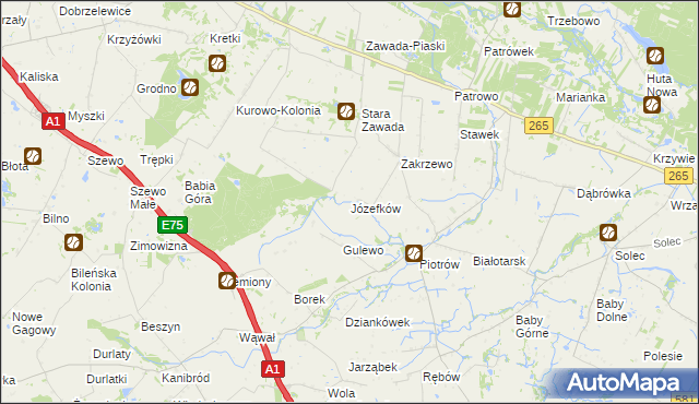 mapa Józefków gmina Gostynin, Józefków gmina Gostynin na mapie Targeo