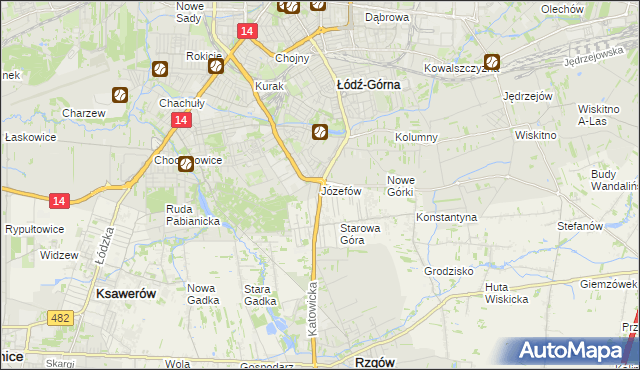 mapa Józefów gmina Łódź, Józefów gmina Łódź na mapie Targeo