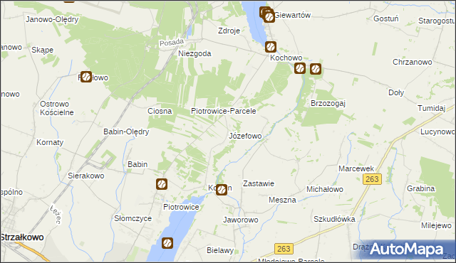 mapa Józefowo gmina Słupca, Józefowo gmina Słupca na mapie Targeo
