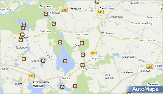 mapa Józefowo gmina Wronki, Józefowo gmina Wronki na mapie Targeo