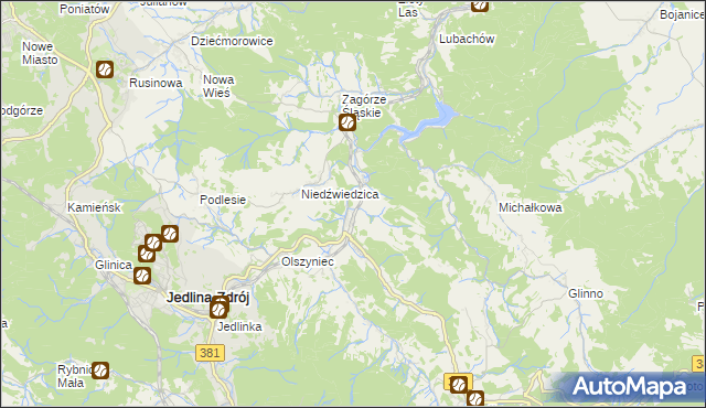 mapa Jugowice gmina Walim, Jugowice gmina Walim na mapie Targeo