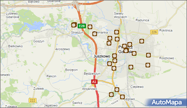 mapa Juszkowo, Juszkowo na mapie Targeo