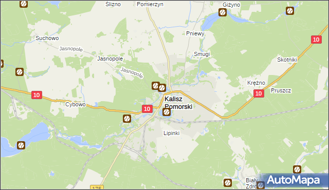 mapa Kalisz Pomorski, Kalisz Pomorski na mapie Targeo