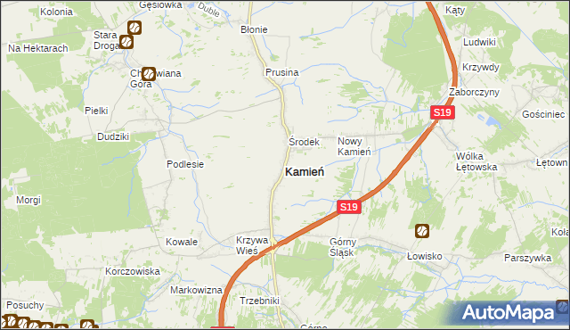 mapa Kamień powiat rzeszowski, Kamień powiat rzeszowski na mapie Targeo