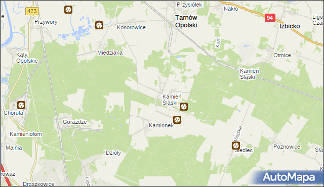 mapa Kamień Śląski, Kamień Śląski na mapie Targeo