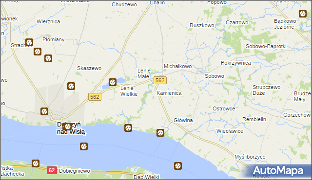 mapa Kamienica gmina Dobrzyń nad Wisłą, Kamienica gmina Dobrzyń nad Wisłą na mapie Targeo