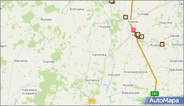 mapa Kamionka gmina Jasionówka, Kamionka gmina Jasionówka na mapie Targeo