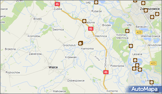 mapa Kamionka gmina Reńska Wieś, Kamionka gmina Reńska Wieś na mapie Targeo