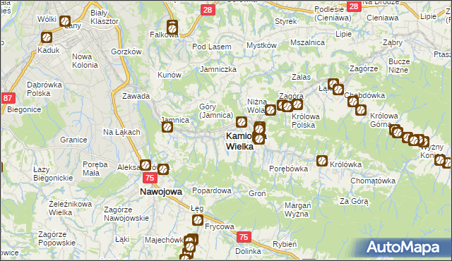 mapa Kamionka Wielka, Kamionka Wielka na mapie Targeo