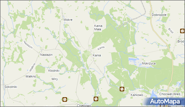 mapa Kania gmina Chociwel, Kania gmina Chociwel na mapie Targeo