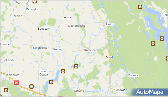 mapa Karsibór gmina Wałcz, Karsibór gmina Wałcz na mapie Targeo