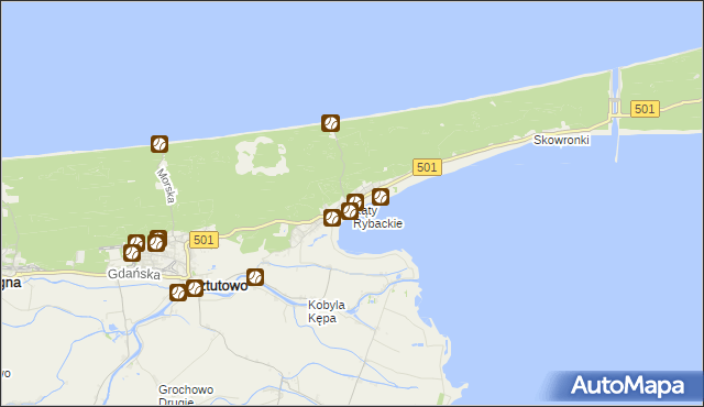 mapa Kąty Rybackie, Kąty Rybackie na mapie Targeo