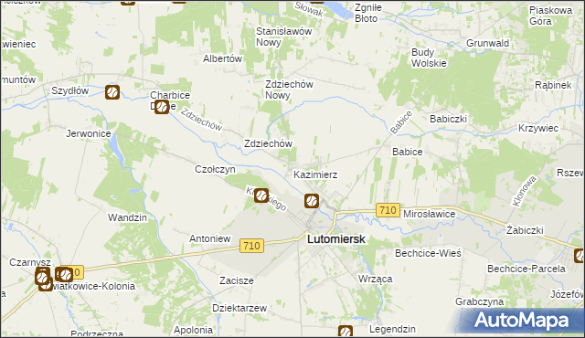mapa Kazimierz gmina Lutomiersk, Kazimierz gmina Lutomiersk na mapie Targeo