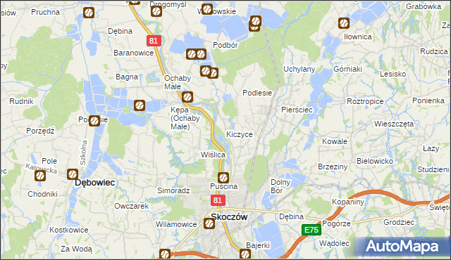 mapa Kiczyce, Kiczyce na mapie Targeo