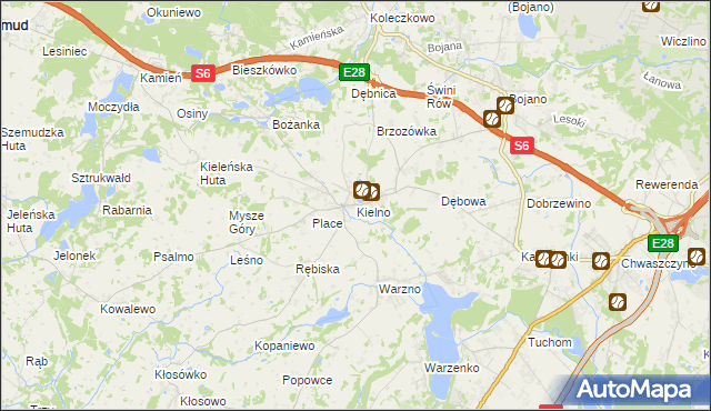 mapa Kielno gmina Szemud, Kielno gmina Szemud na mapie Targeo