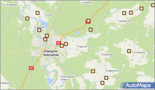 mapa Klępina, Klępina na mapie Targeo