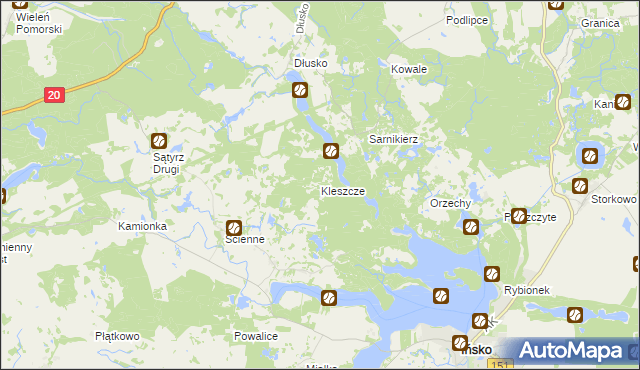 mapa Kleszcze gmina Ińsko, Kleszcze gmina Ińsko na mapie Targeo