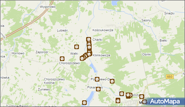 mapa Klimkowicze, Klimkowicze na mapie Targeo