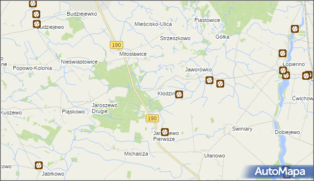 mapa Kłodzin gmina Mieścisko, Kłodzin gmina Mieścisko na mapie Targeo