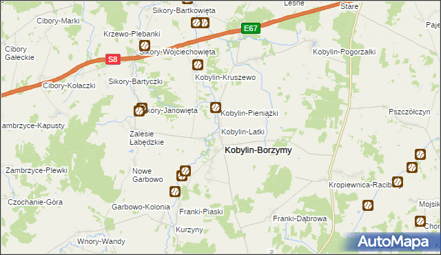 mapa Kobylin-Latki, Kobylin-Latki na mapie Targeo