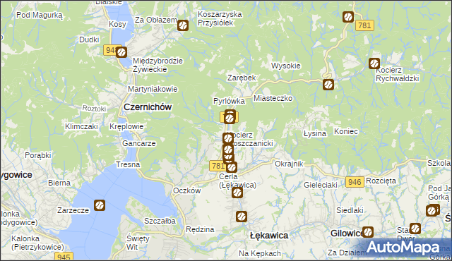 mapa Kocierz Moszczanicki, Kocierz Moszczanicki na mapie Targeo