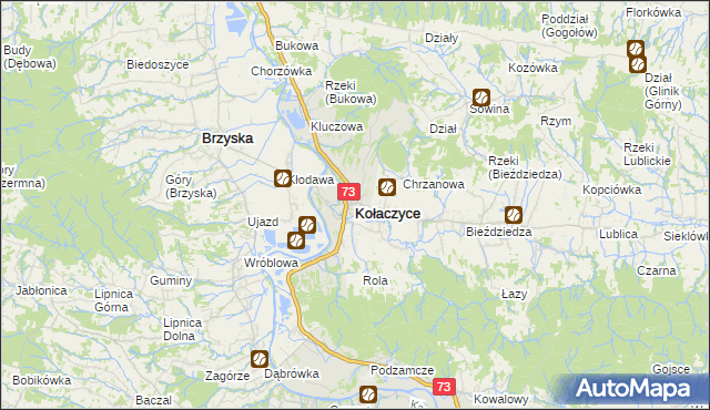 mapa Kołaczyce, Kołaczyce na mapie Targeo