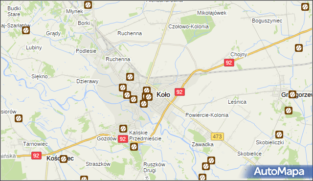 mapa Koło, Koło na mapie Targeo