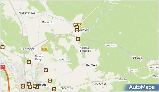 mapa Kolonia Bartoszki, Kolonia Bartoszki na mapie Targeo