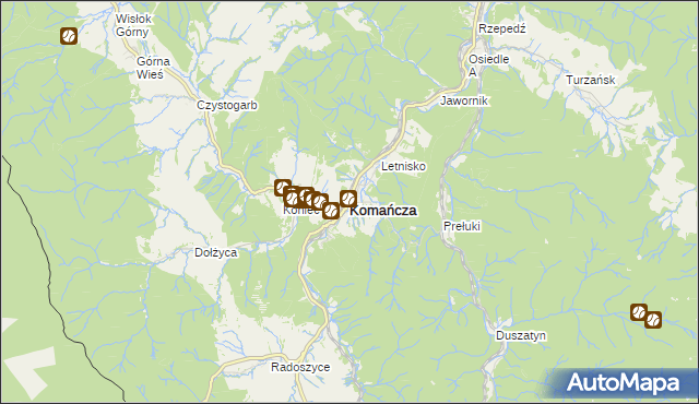 mapa Komańcza, Komańcza na mapie Targeo