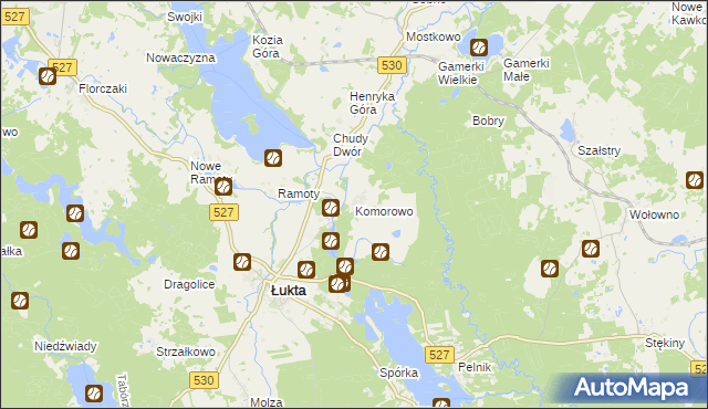 mapa Komorowo gmina Łukta, Komorowo gmina Łukta na mapie Targeo