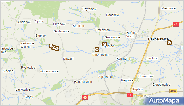 mapa Korzekwice, Korzekwice na mapie Targeo