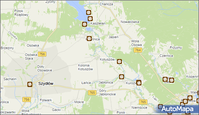 mapa Kotuszów gmina Szydłów, Kotuszów gmina Szydłów na mapie Targeo