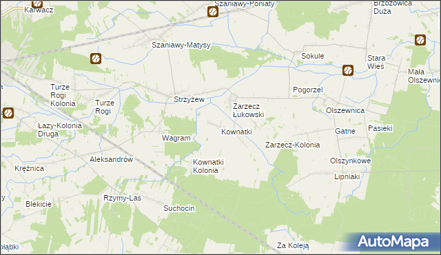 mapa Kownatki gmina Łuków, Kownatki gmina Łuków na mapie Targeo