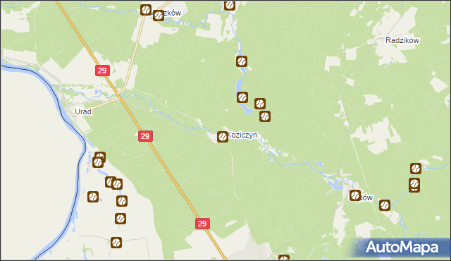 mapa Koziczyn gmina Cybinka, Koziczyn gmina Cybinka na mapie Targeo