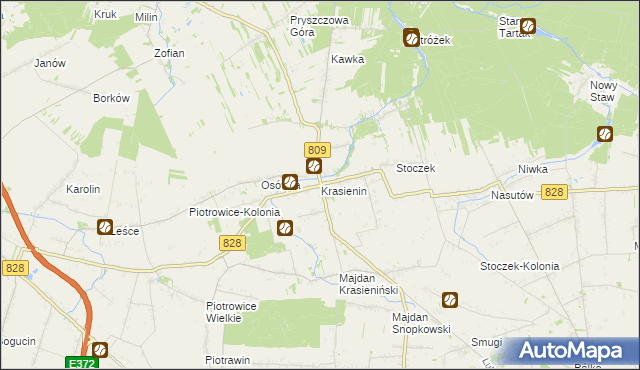 mapa Krasienin, Krasienin na mapie Targeo