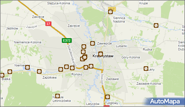 mapa Krasnystaw, Krasnystaw na mapie Targeo