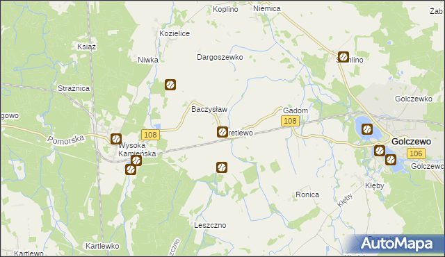 mapa Kretlewo, Kretlewo na mapie Targeo