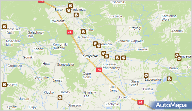 mapa Królewiec gmina Smyków, Królewiec gmina Smyków na mapie Targeo