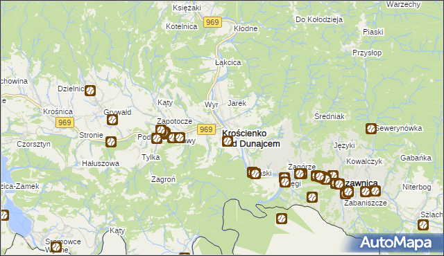mapa Krościenko nad Dunajcem, Krościenko nad Dunajcem na mapie Targeo