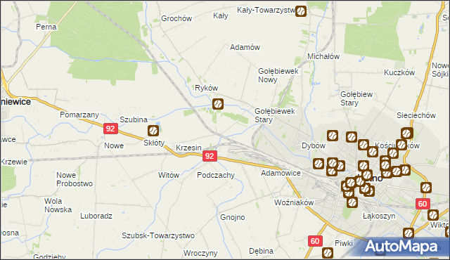 mapa Krzesinówek, Krzesinówek na mapie Targeo