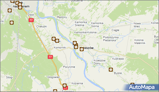 mapa Krzeszów powiat niżański, Krzeszów powiat niżański na mapie Targeo