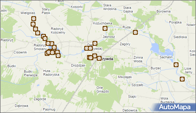 mapa Krzywda powiat łukowski, Krzywda powiat łukowski na mapie Targeo