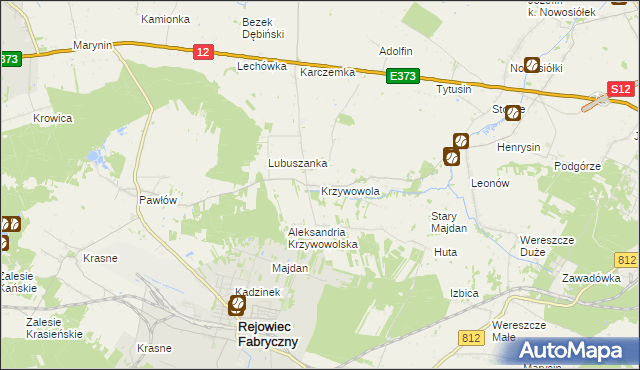 mapa Krzywowola, Krzywowola na mapie Targeo