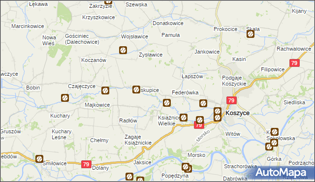 mapa Książnice Małe, Książnice Małe na mapie Targeo