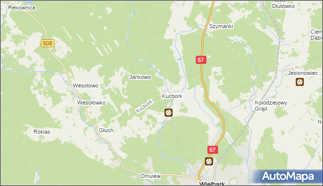 mapa Kucbork, Kucbork na mapie Targeo